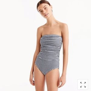 J.Crew Gingham Bandeau One-piece, Swimsuit Size 14